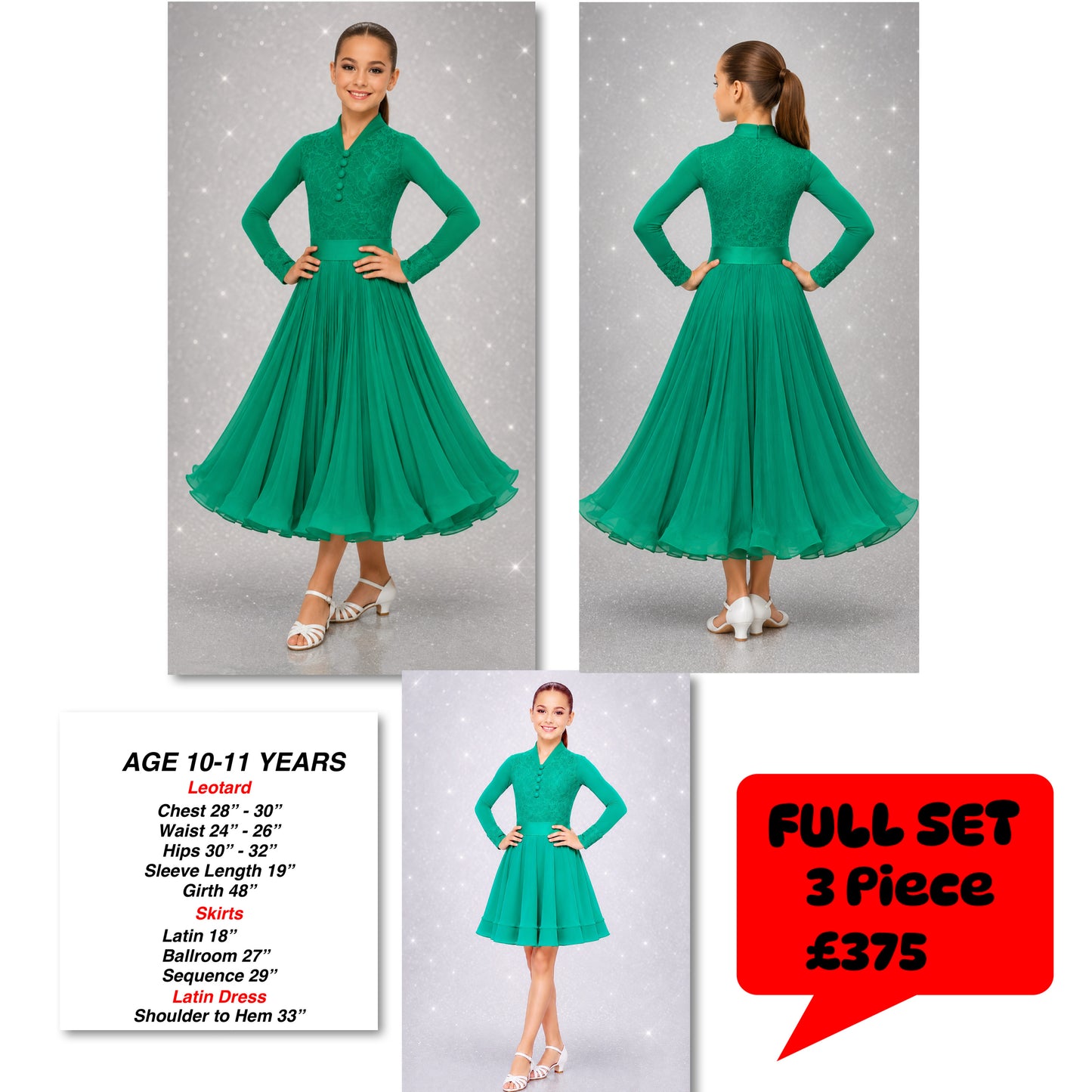 127J Irish Emerald 3 Piece Set Competition Number Wallet & Decorative Pins & Matching Hair Flower **Everything included in Price when full set purchased**