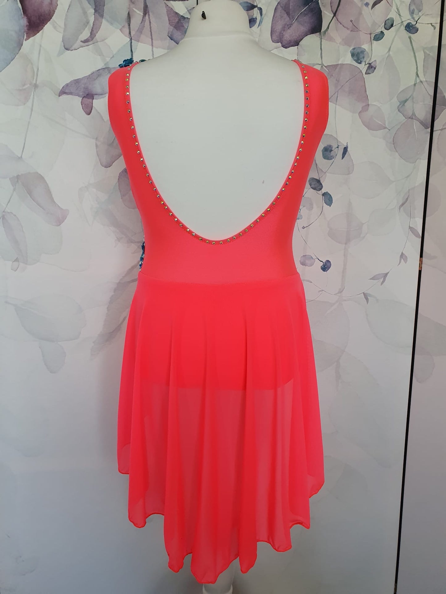 271 Coral Lyrical Stage Dance Dress