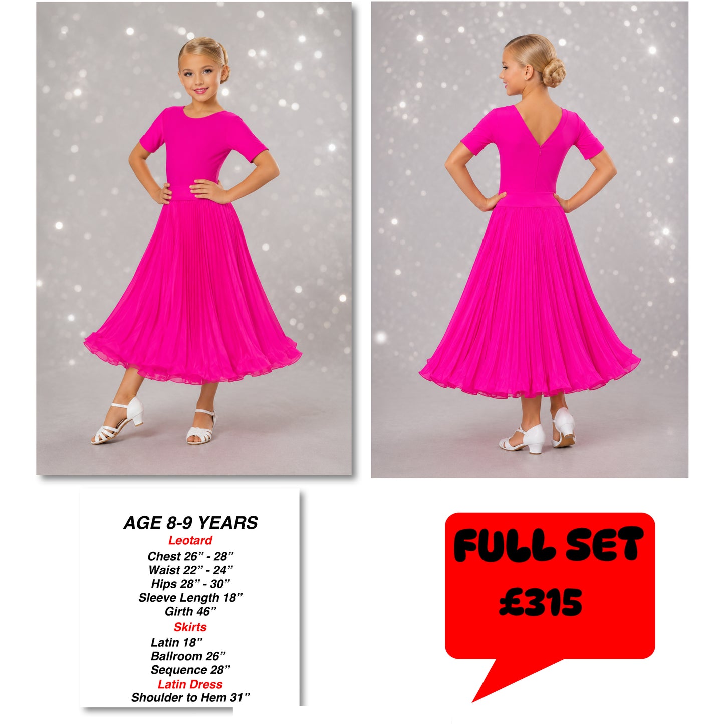116J Fuchsia 2 Piece Set Competition Number Wallet & Decorative Pins & Matching Hair Flower **Everything included in Price when full set purchased**