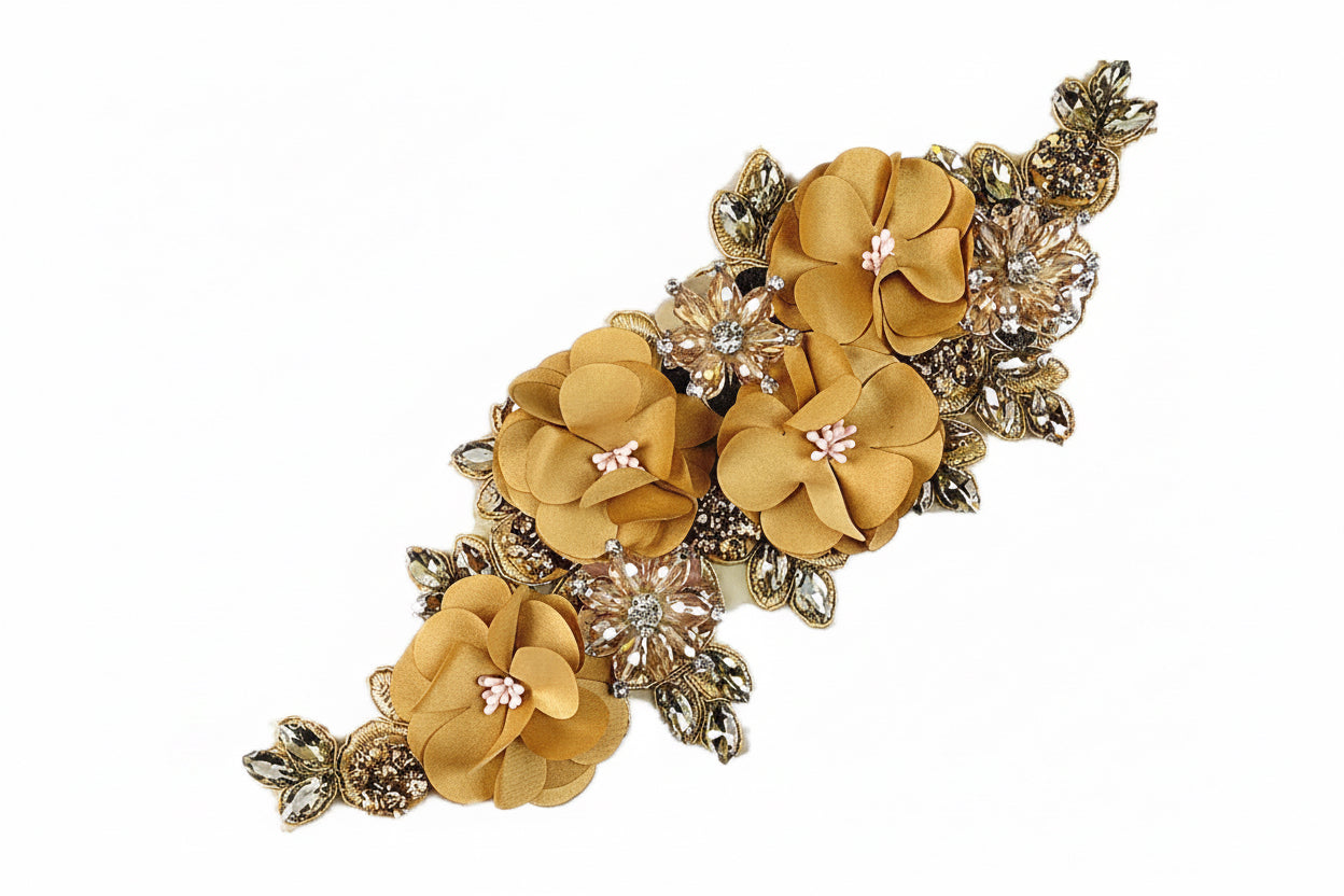 Paradise (M140) 3D Flower, Diamontes & Sequin Appliqué