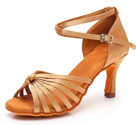 (7) TWD “LULAH” Latin Shoes. Flesh Skin Tone 5.5cm Heel.  Diamanté Buckle. Shoes are Boxed Free “Black Shoe Bag” plastic feet protectors to try for Size, Fit & Comfort