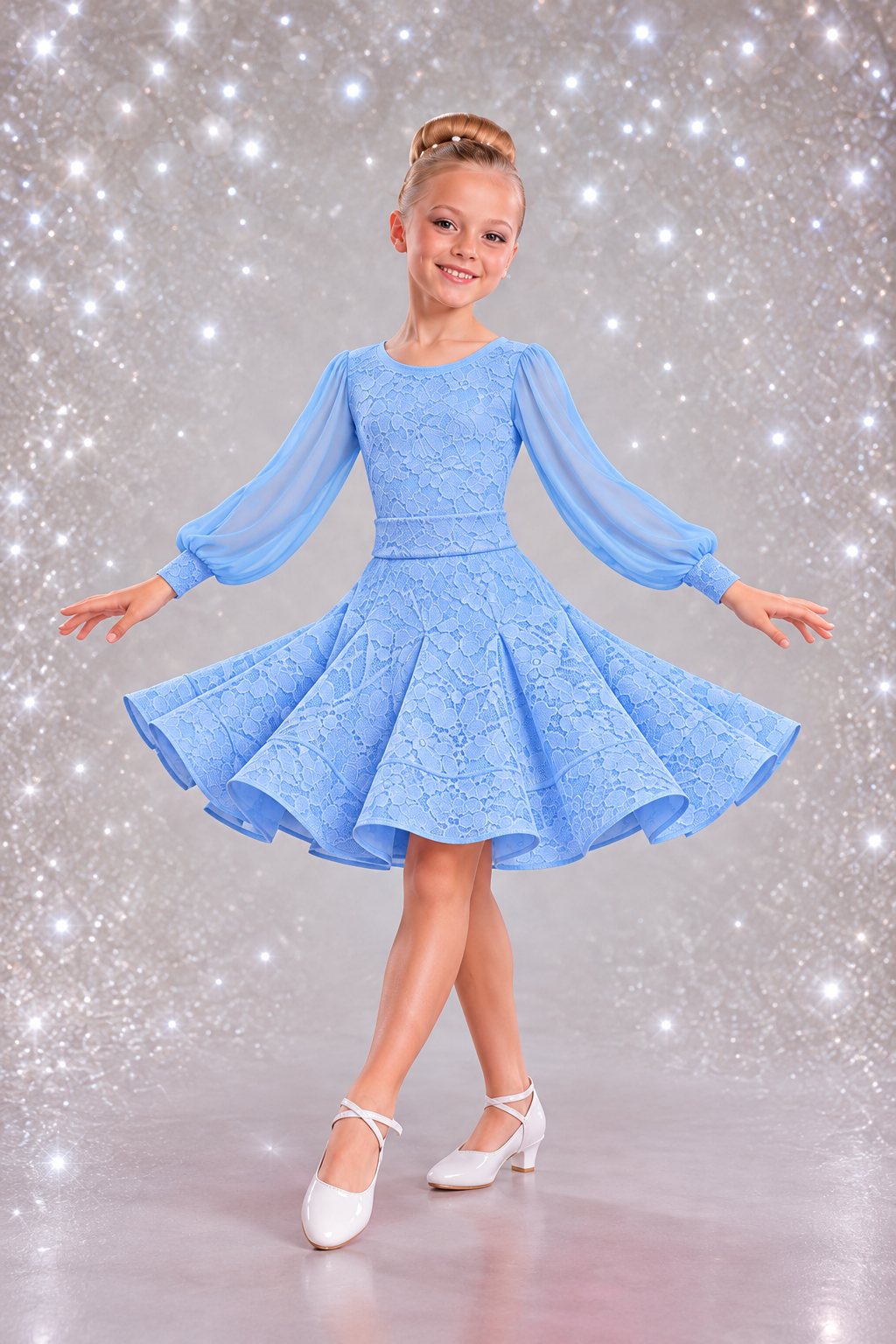 142J Light Blue Lace 3 piece Set Competition Number Wallet & Decorative Pins & Matching Hair Flower **Everything included in Price when full set purchased**