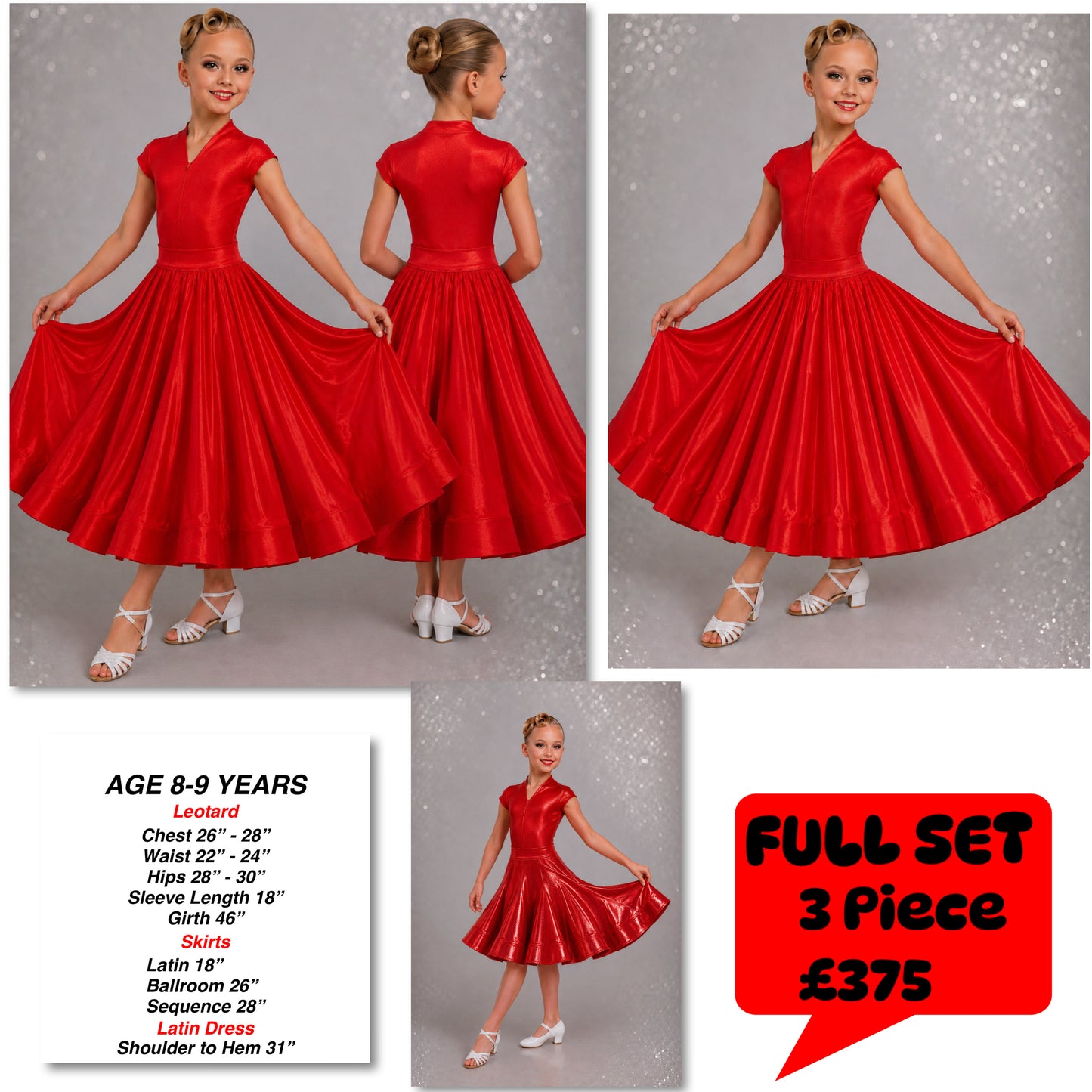 114J Metallic Red 3 Piece Set Competition Number Wallet & Decorative Pins & Matching Hair Flower **Everything included in Price when full set purchased**