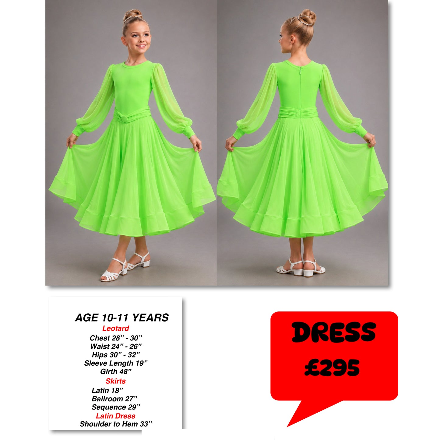 131J Flo Green 1 Piece Ballroom Dress Competition Number Wallet & Decorative Pins & Matching Hair Flower **Everything included in Price when full set purchased**