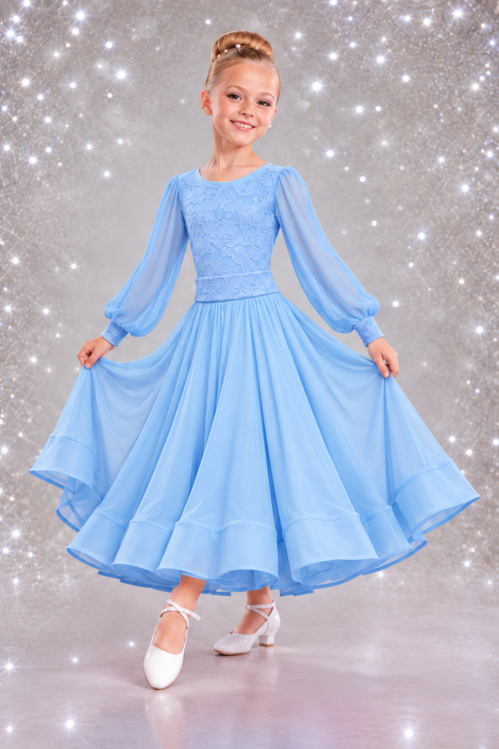 142J Light Blue Lace 3 piece Set Competition Number Wallet & Decorative Pins & Matching Hair Flower **Everything included in Price when full set purchased**