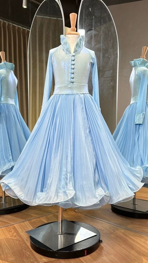 110J BABY BLUE METALLIC 4 Piece, Shoes (Choose between 2 Designs) Competition Number Wallet & Decorative Pins & Matching Hair Flower ❤️Everything included in Price❤️