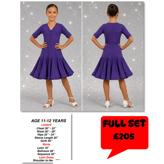 139J Plum Lycra Latin 2 Piece Set Competition Number Wallet & Decorative Pins & Matching Hair Flower **Everything included in Price when full set purchased**