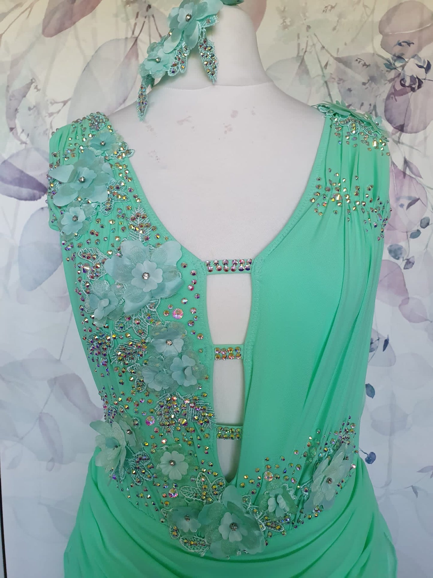266 Green Lyrical Stage Dance Dress