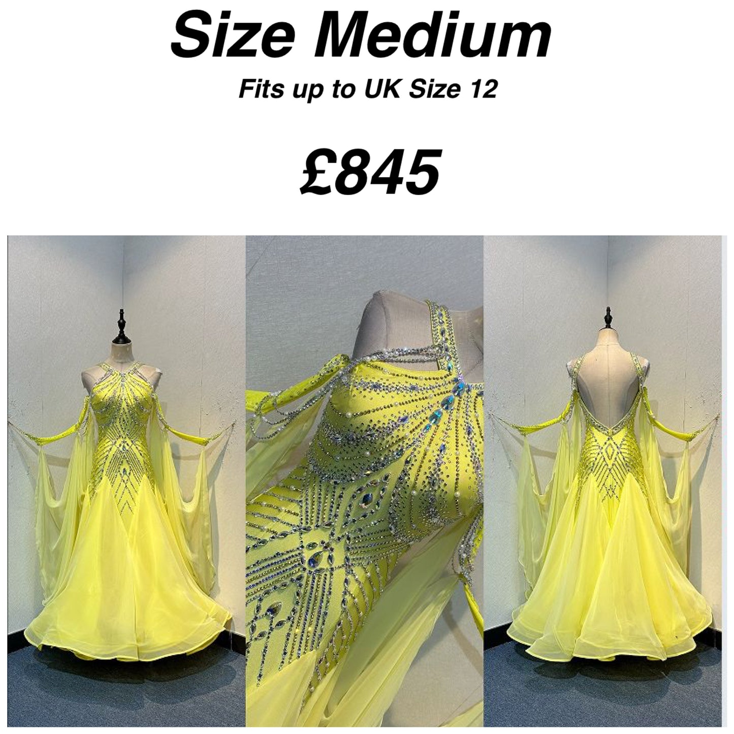 01210 Lemon Competition Ballroom Dance Dress. Beautifully stoned in AB, Night Starry Sky & Sunlight