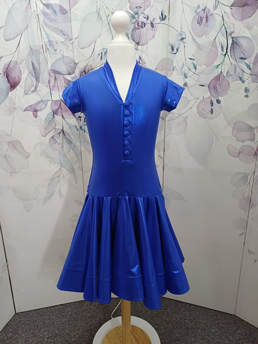 113J ROYAL BLUE METALLIC 1 Piece Latin Dress, Shoes (Choose between 2 Designs) Competition Number Wallet & Decorative Pins & Matching Hair Flower ❤️Everything included in Price❤️