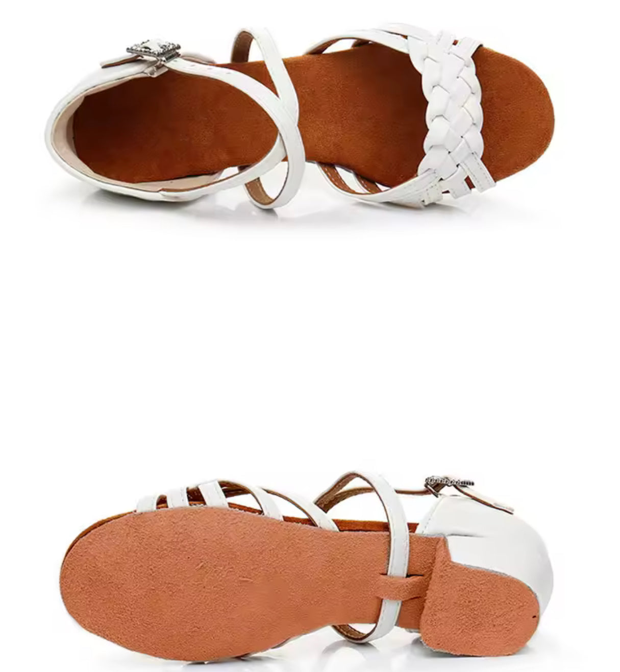 (4) TWD “LULAH” Children’s Ballroom Shoes. White Lattice Design or White with Diamanté Buckle Detail. Each Pair of Shoes comes Boxed & Includes a “Pink Shoe Bag” & pair of plastic feet protectors for trying the Shoes on for Size, Fit & Comfort.