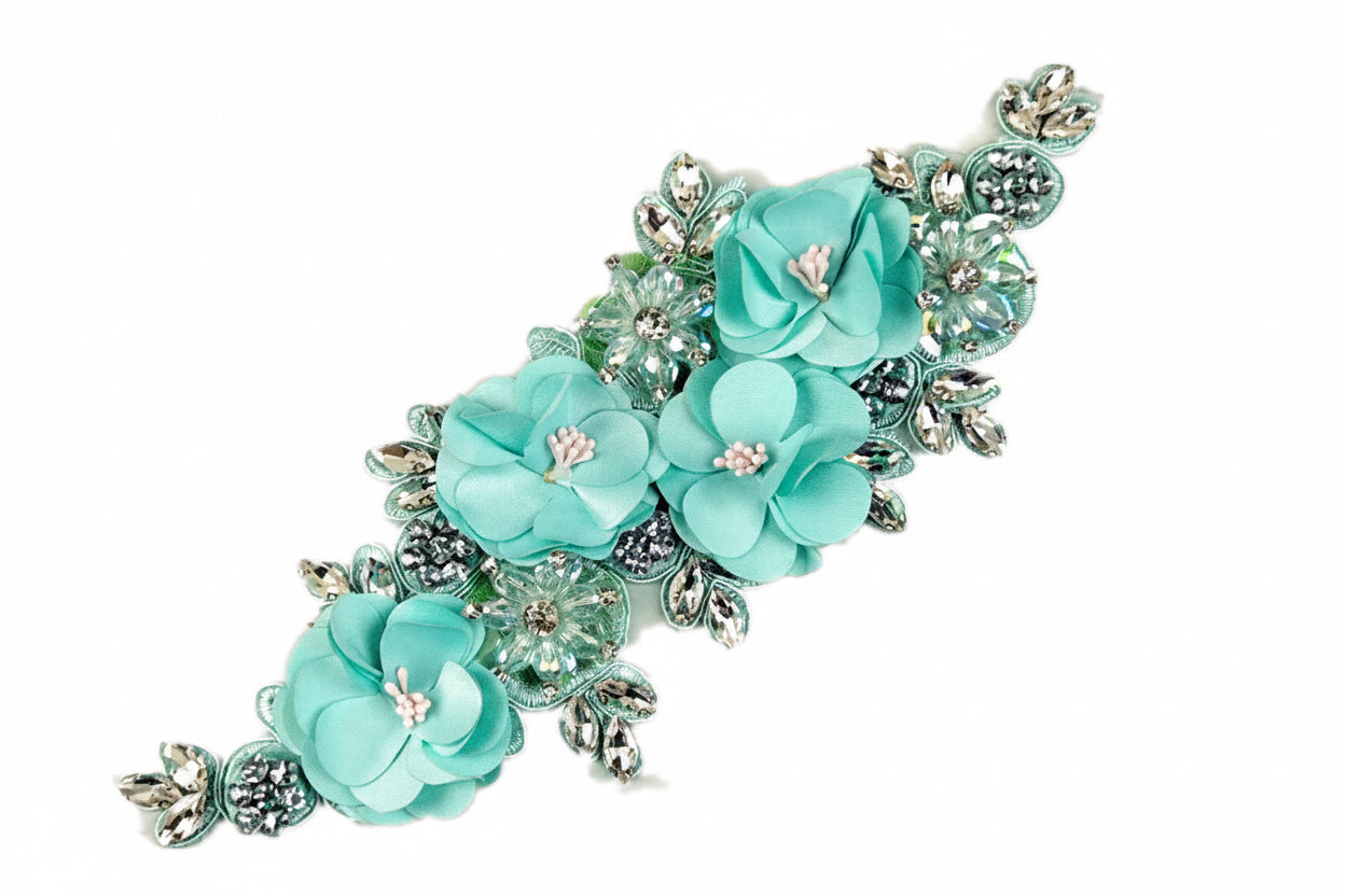 Paradise (M140) 3D Flower, Diamontes & Sequin Appliqué