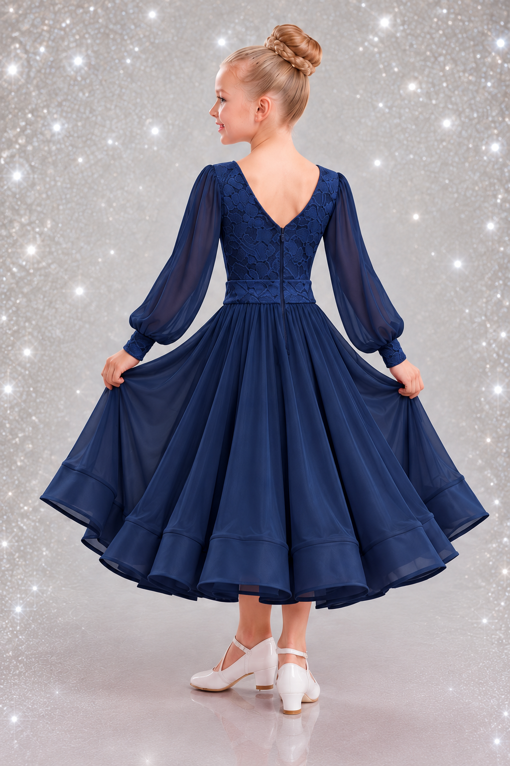 141J Navy Blue Lace 3 piece Set Competition Number Wallet & Decorative Pins & Matching Hair Flower **Everything included in Price when full set purchased**