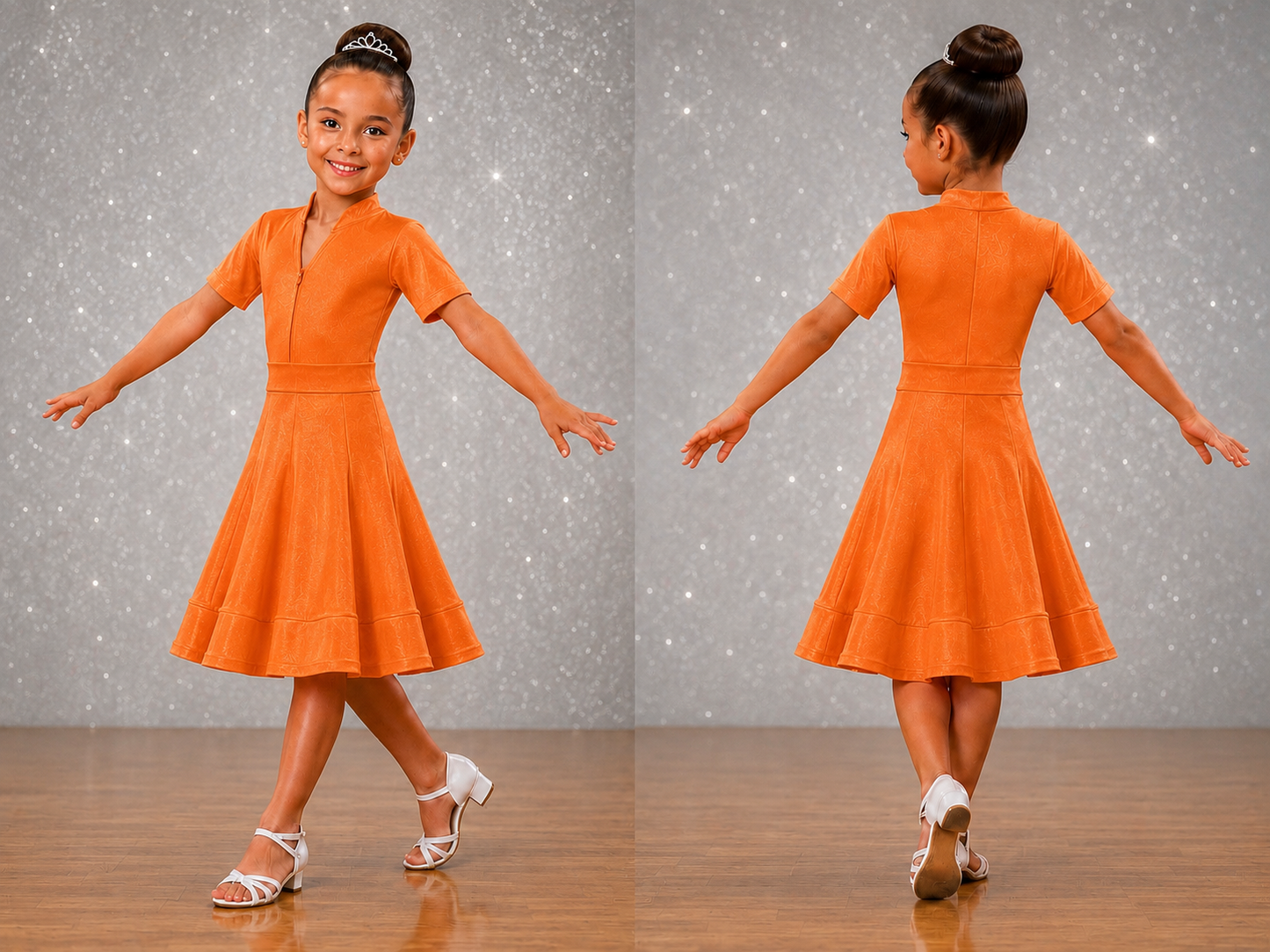 104J Metallic Orange 3 piece Set Competition Number Wallet & Decorative Pins & Matching Hair Flower **Everything included in Price when full set purchased**