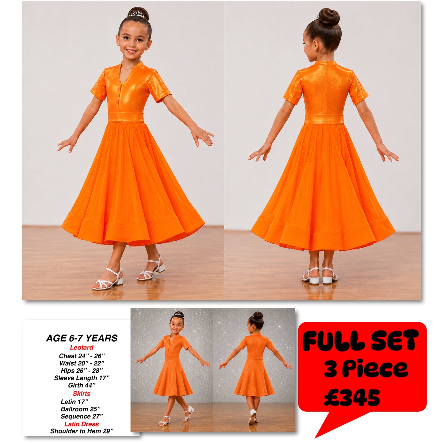 104J Metallic Orange 3 piece Set Competition Number Wallet & Decorative Pins & Matching Hair Flower **Everything included in Price when full set purchased**