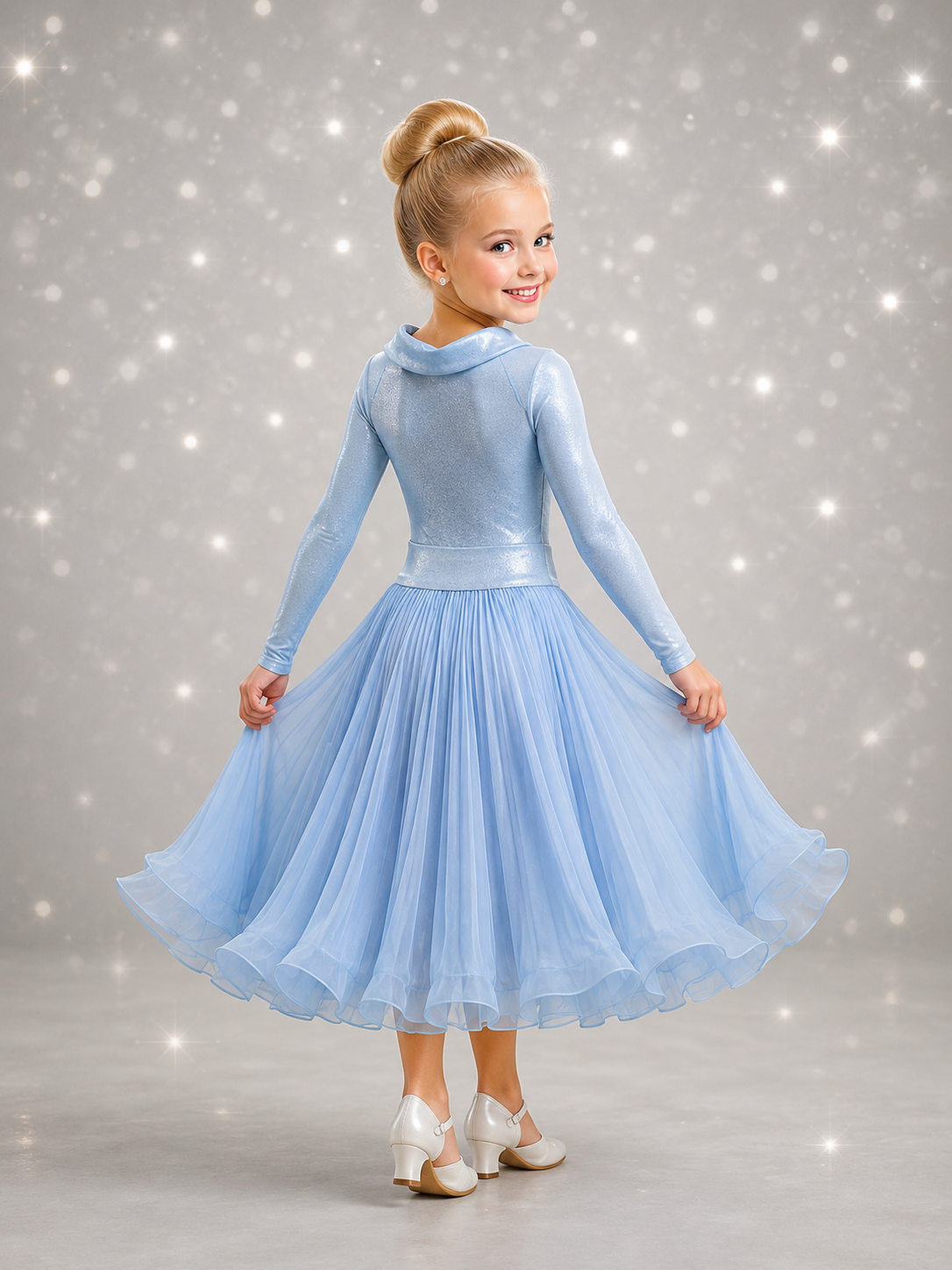 105J Pale Blue Metallic 4 piece Set Competition Number Wallet & Decorative Pins & Matching Hair Flower **Everything included in Price when full set purchased**
