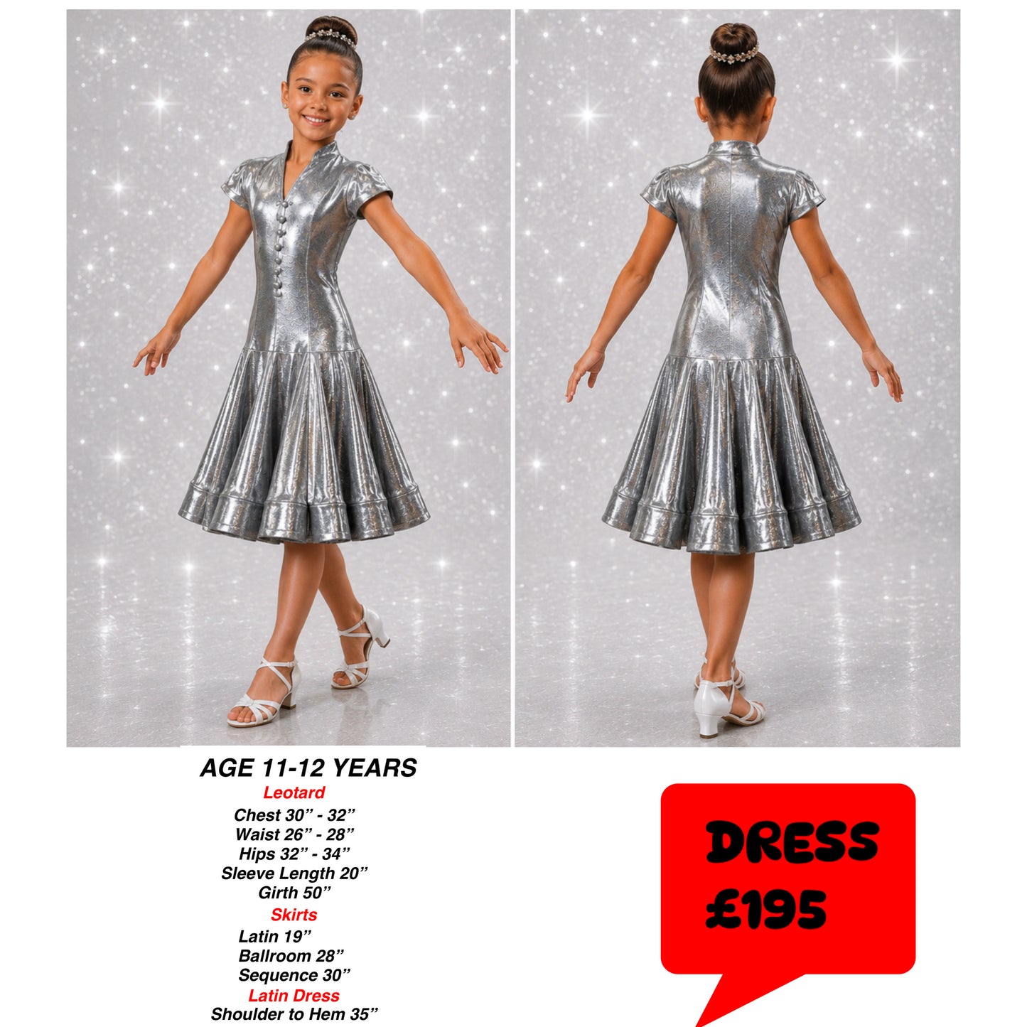 141J Metallic Hematite 1 Piece Latin Dress Competition Number Wallet & Decorative Pins & Matching Hair Flower **Everything included in Price when full set purchased**