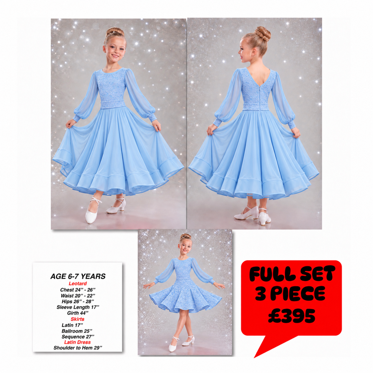 142J Light Blue Lace 3 piece Set Competition Number Wallet & Decorative Pins & Matching Hair Flower **Everything included in Price when full set purchased**