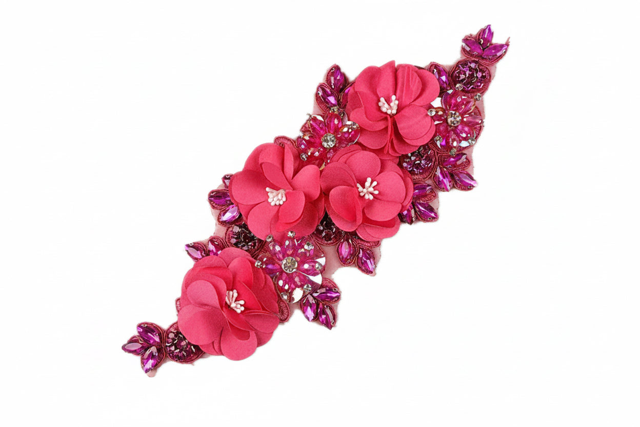 Paradise (M140) 3D Flower, Diamontes & Sequin Appliqué
