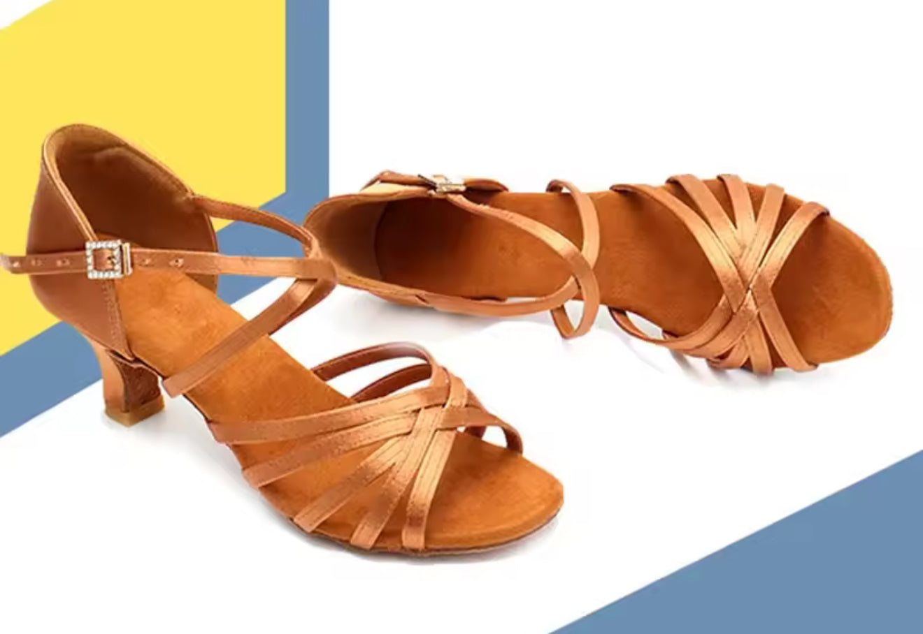 (8) TWD “LULAH” Latin Shoes. Colour Tan 7.5cm Heel Diamanté Buckle. Shoes are Boxed Free “Black Shoe Bag” plastic feet protectors to try for Size, Fit & Comfort