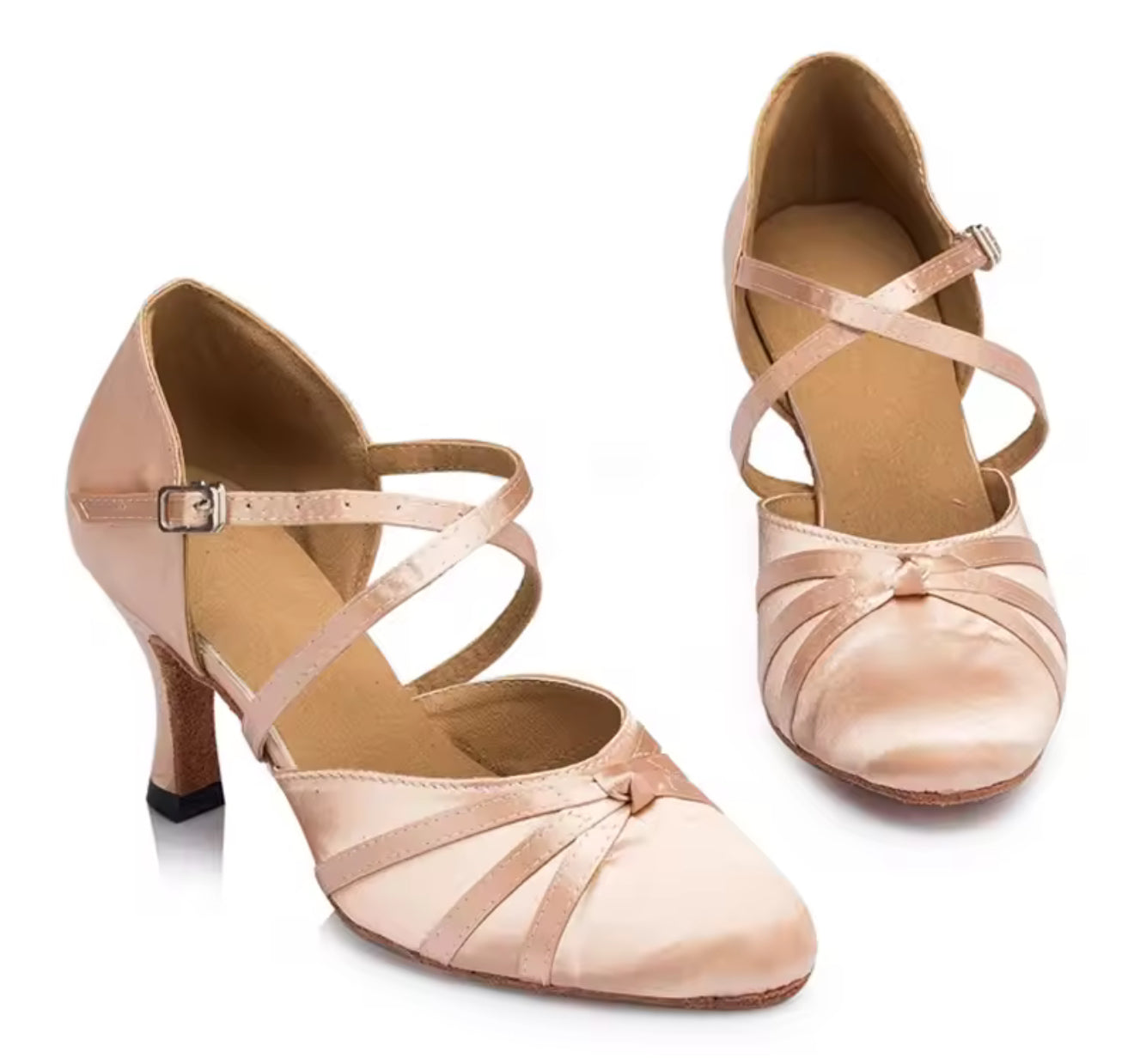 (2) TWD “LULAH” Ballroom Shoes. Flesh & Skin Tone Full Toe Shoe. Each Pair of Shoes comes Boxed & Includes a “Black Shoe Bag” & a pair of plastic feet protectors for trying the Shoes on for Size, Fit & Comfort.