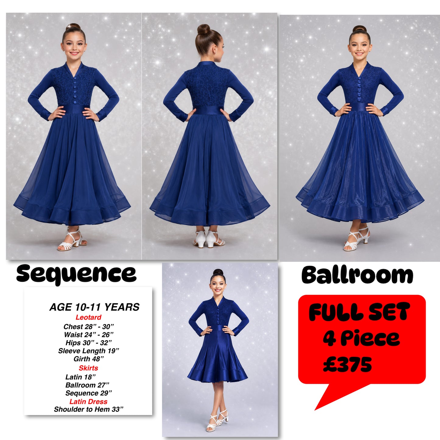 128J Navy Blue 4 Piece Set Competition Number Wallet & Decorative Pins & Matching Hair Flower **Everything included in Price when full set purchased**
