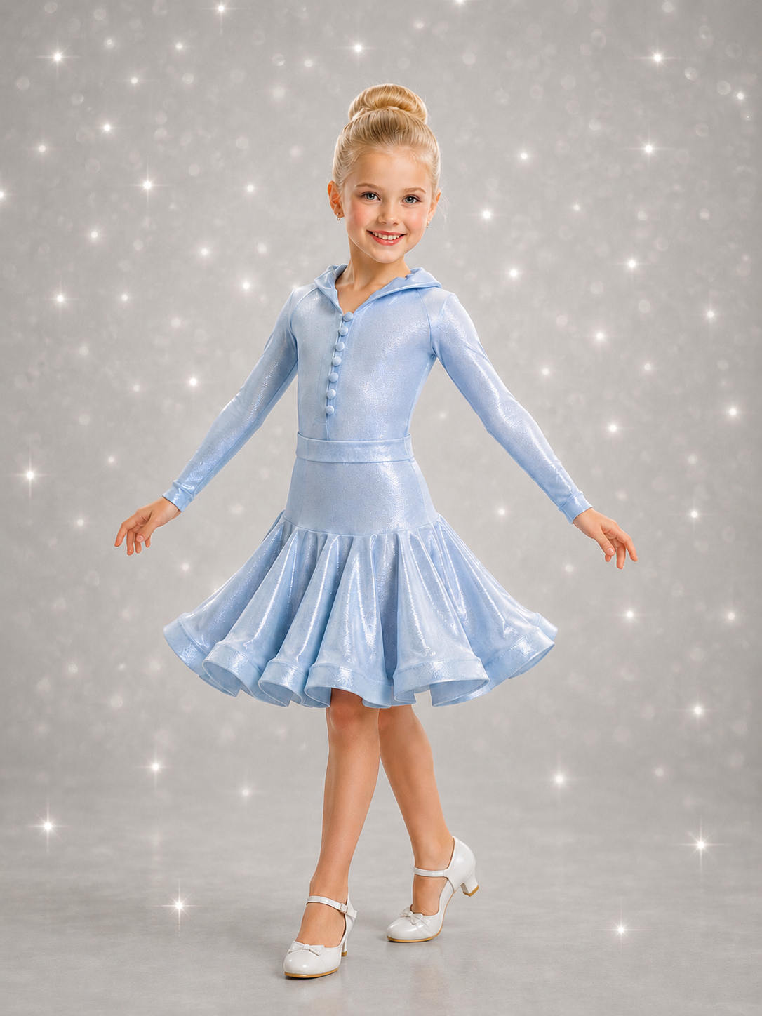 105J Pale Blue Metallic 4 piece Set Competition Number Wallet & Decorative Pins & Matching Hair Flower **Everything included in Price when full set purchased**