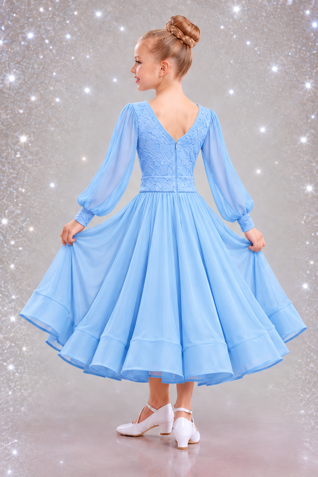 142J Light Blue Lace 3 piece Set Competition Number Wallet & Decorative Pins & Matching Hair Flower **Everything included in Price when full set purchased**
