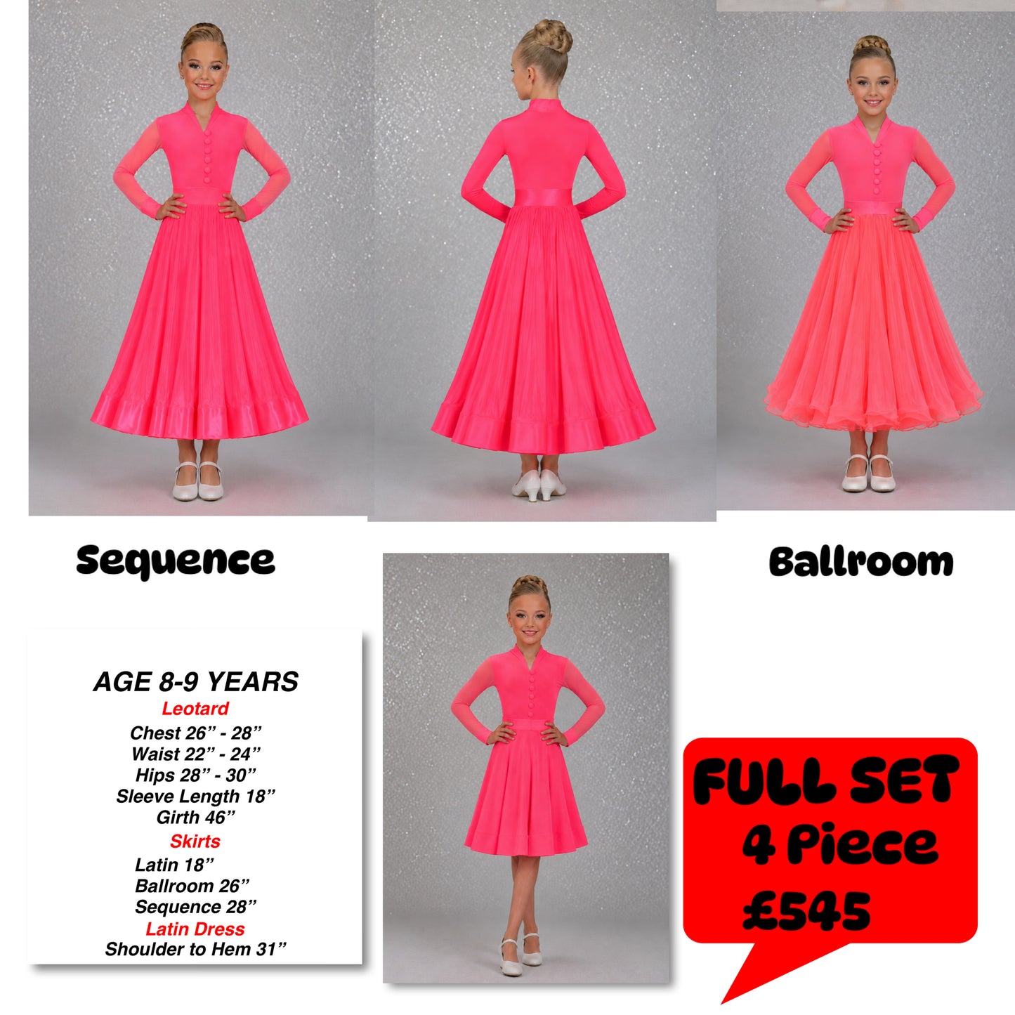 118J Flo Coral Pink 4 Piece Set Competition Number Wallet & Decorative Pins & Matching Hair Flower **Everything included in Price when full set purchased**
