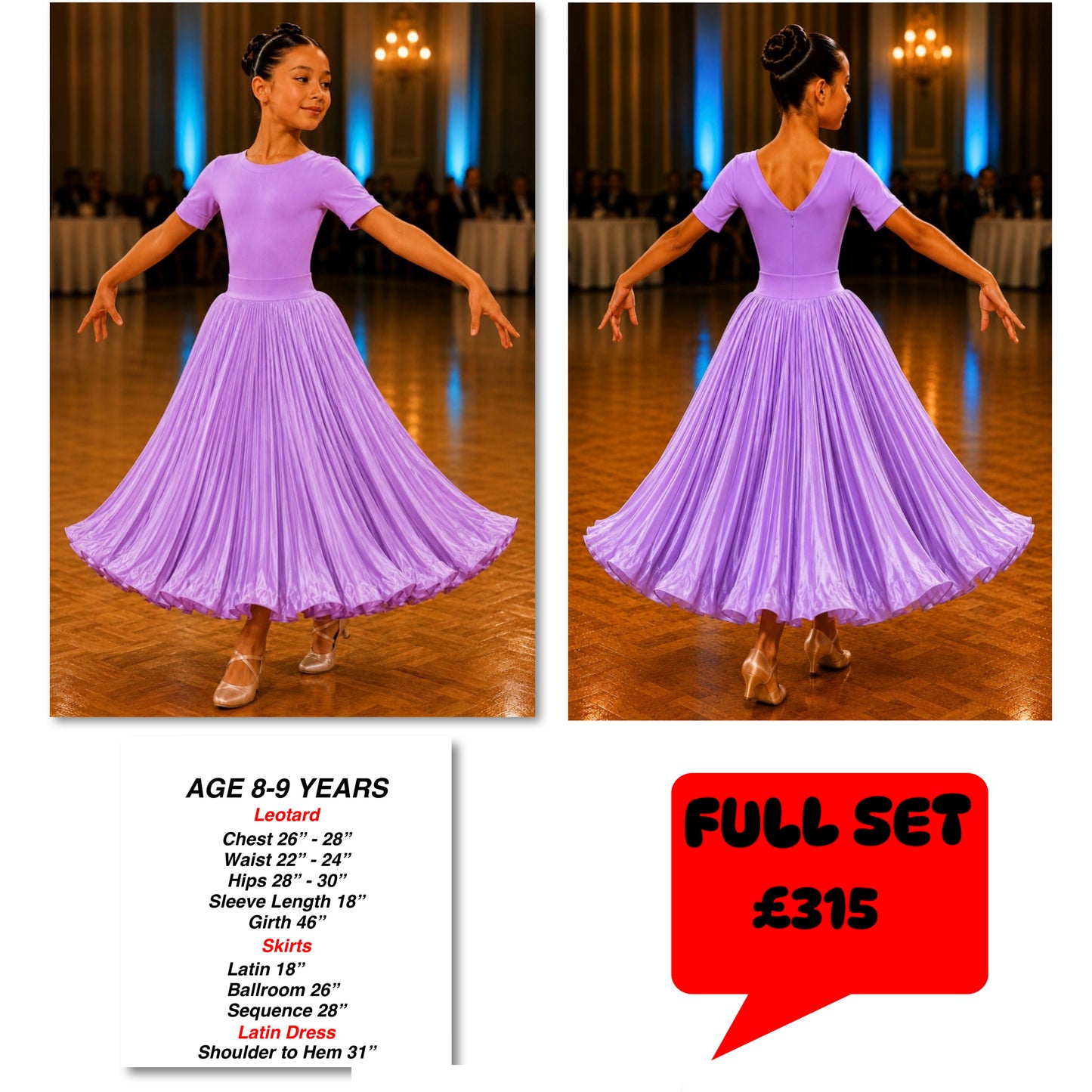 115J Deep Lilac 2 Piece Set Competition Number Wallet & Decorative Pins & Matching Hair Flower **Everything included in Price when full set purchased**