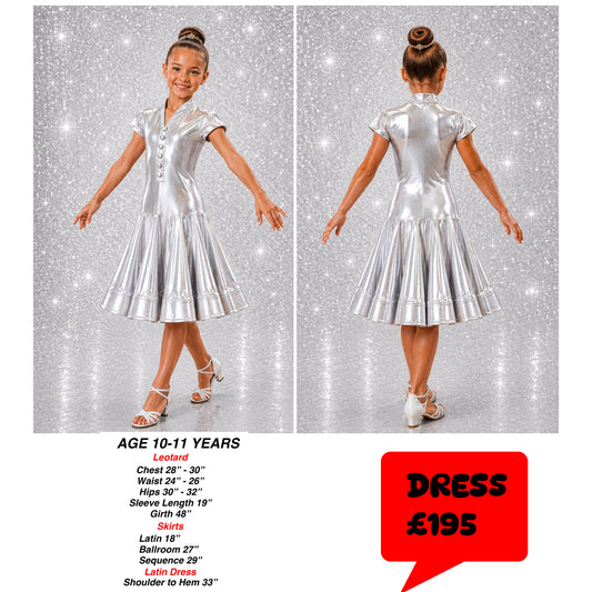 133J Metallic Silver 1 Piece Latin Dress Competition Number Wallet & Decorative Pins & Matching Hair Flower **Everything included in Price when full set purchased**