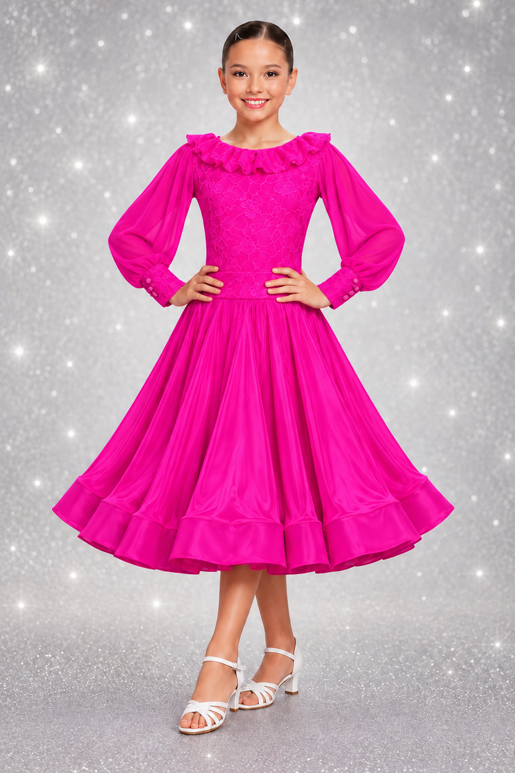 150J Fuchsia Pink Lace 3 Piece Set Competition Number Wallet & Decorative Pins & Matching Hair Flower **Everything included in Price when full set purchased**