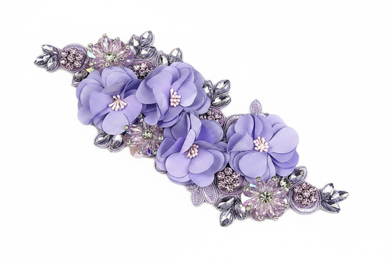 Paradise (M140) 3D Flower, Diamontes & Sequin Appliqué