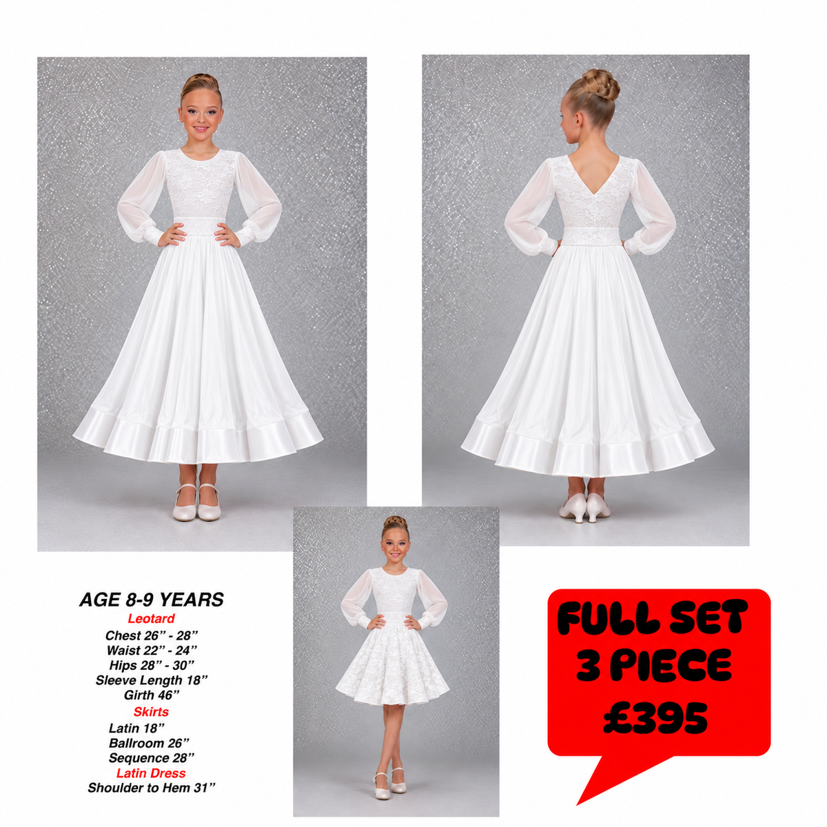 147J White Lace 3 Piece Set Competition Number Wallet & Decorative Pins & Matching Hair Flower **Everything included in Price when full set purchased**