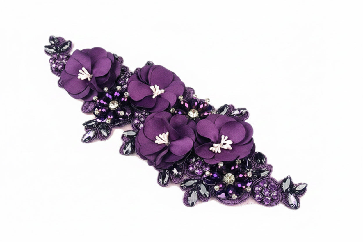 Paradise (M140) 3D Flower, Diamontes & Sequin Appliqué