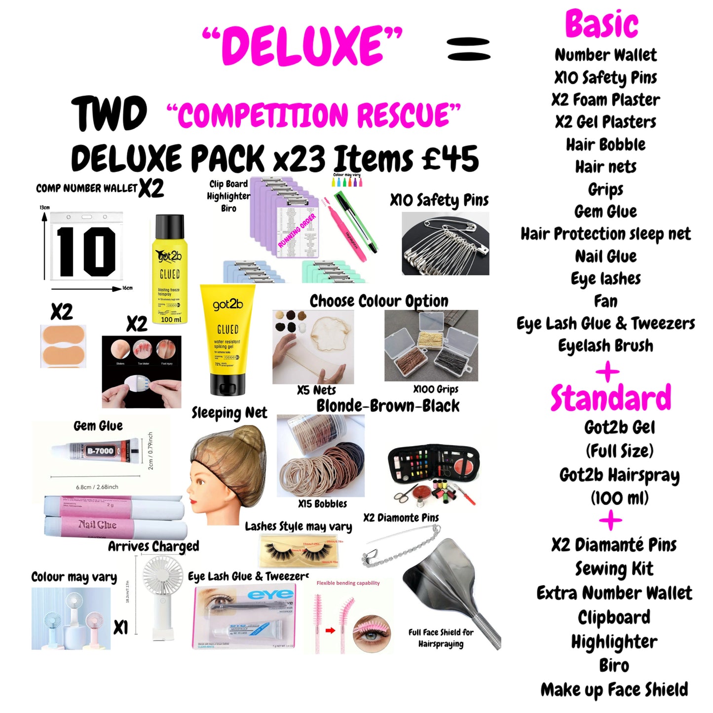 COMPETITION RESCUE PACKS - Everything you might need on Comp Days. Available in 3 different Sizes. Great Stocking Fillers & Birthday Gifts