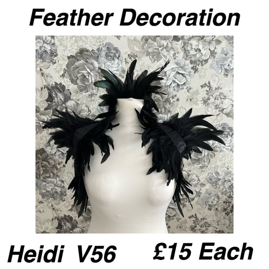 V56 Heidi Feather Costume Decoration with ribbon ties if the decoration needs to be detachable