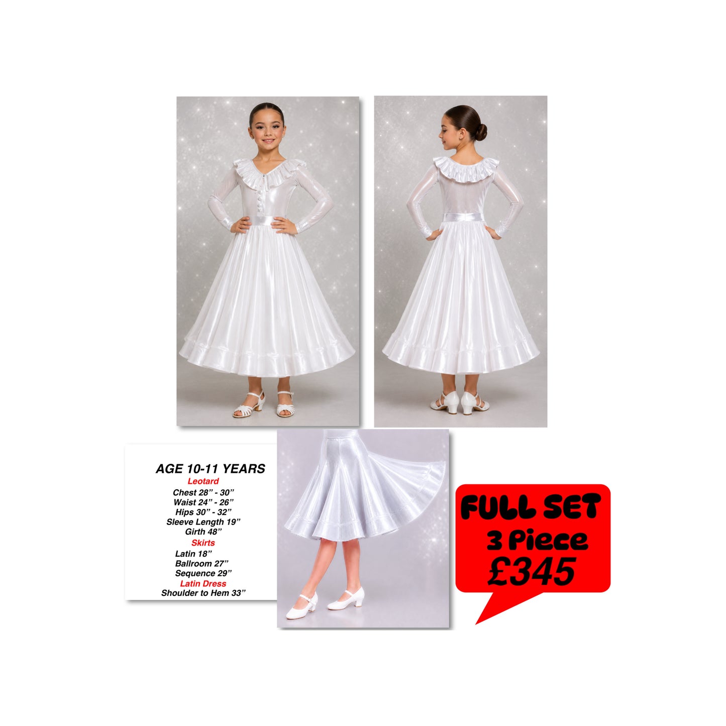 126J White & Metallic Silver 3 Piece Set Competition Number Wallet & Decorative Pins & Matching Hair Flower **Everything included in Price when full set purchased**