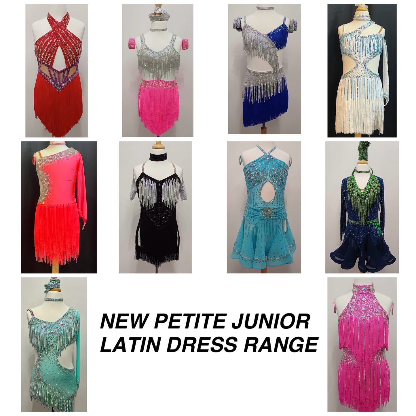 1024L Brand New Petite Latin Dress Range. Designed & created for the Petite Junior Dancer. All information is included in the pictures.