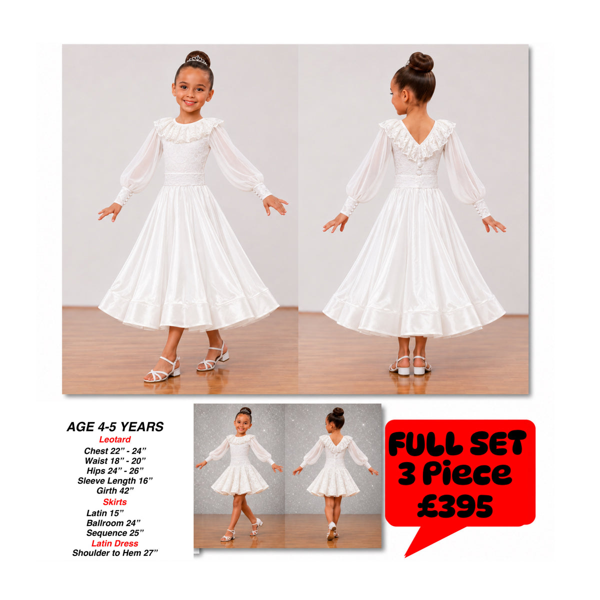 138J White Lace 3 piece Set Competition Number Wallet & Decorative Pins & Matching Hair Flower **Everything included in Price when full set purchased**