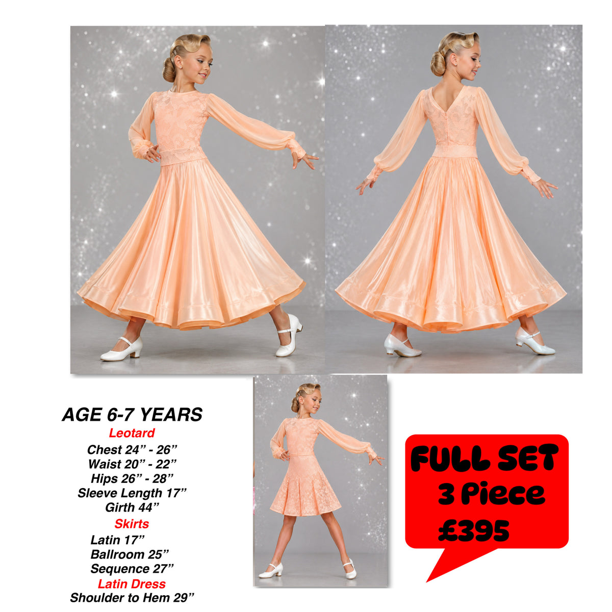 143J Peach Lace 3 piece Set Competition Number Wallet & Decorative Pins & Matching Hair Flower **Everything included in Price when full set purchased**