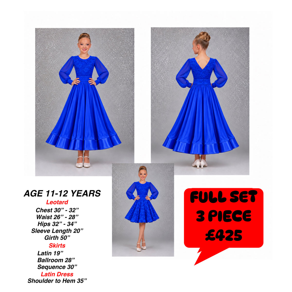 151J Bright Royal Blue 3 Piece Set Competition Number Wallet & Decorative Pins & Matching Hair Flower **Everything included in Price when full set purchased**