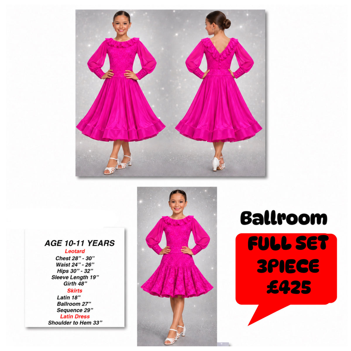 150J Fuchsia Pink Lace 3 Piece Set Competition Number Wallet & Decorative Pins & Matching Hair Flower **Everything included in Price when full set purchased**