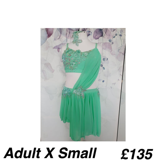 281 Green Lyrical Stage Dance Dress