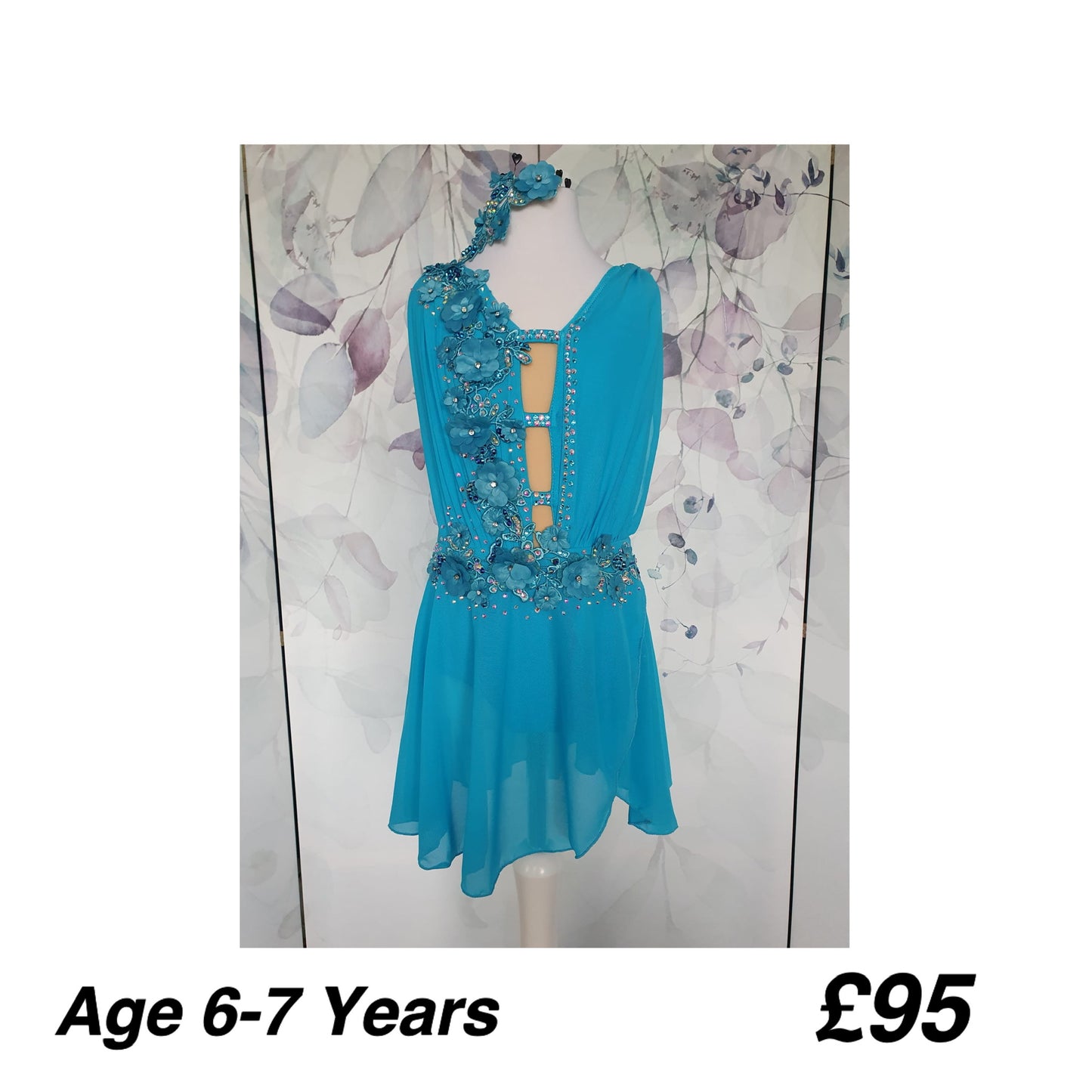 286 Aqua Blue Lyrical Stage Dance Dress
