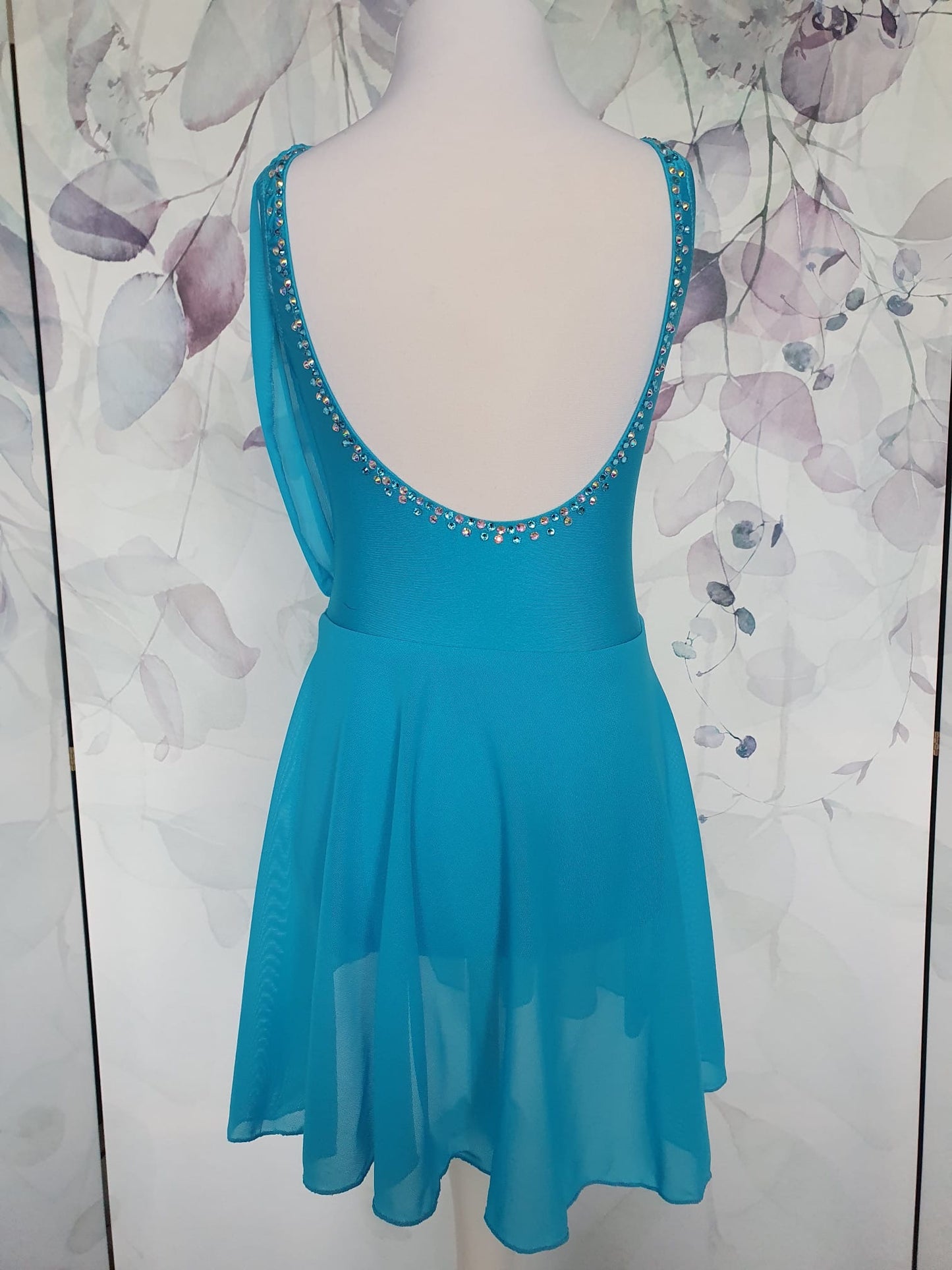 286 Aqua Blue Lyrical Stage Dance Dress