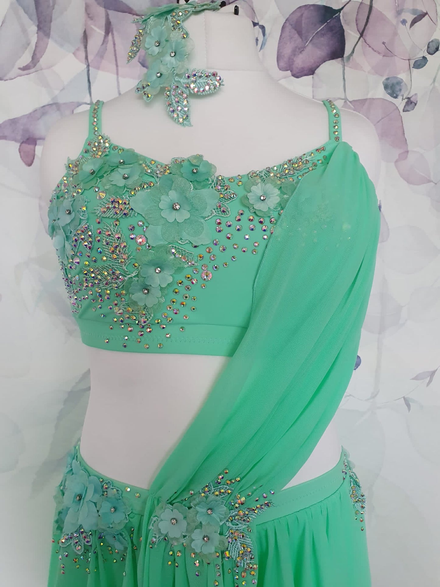 281 Green Lyrical Stage Dance Dress