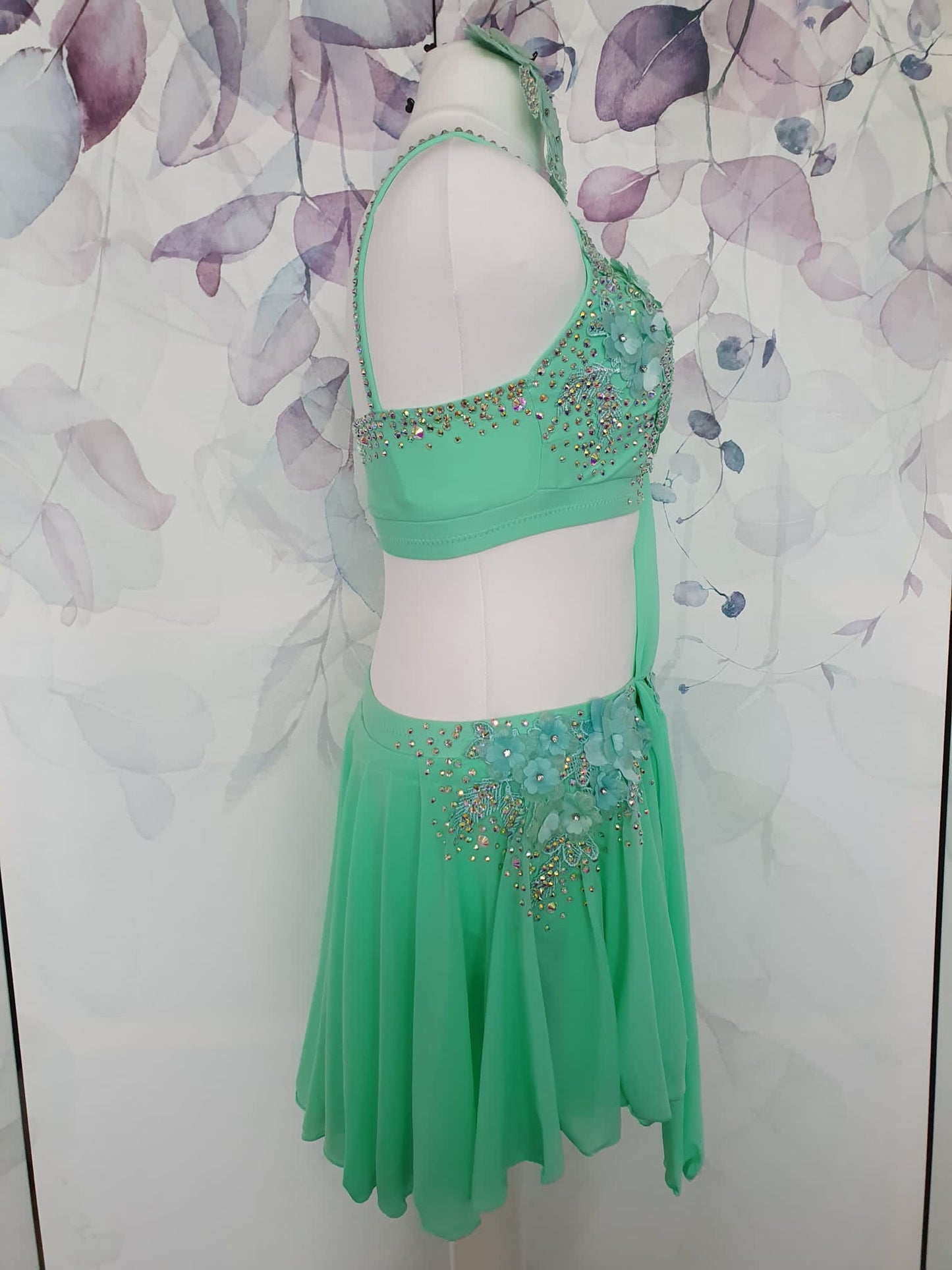 281 Green Lyrical Stage Dance Dress